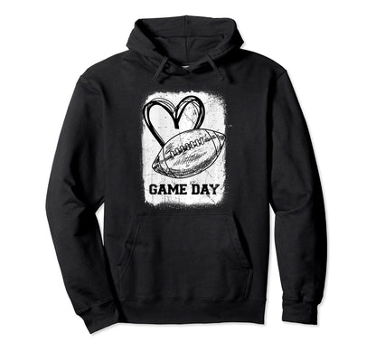 Game Day Football Lovers Heart Mom Hoodie - Streetwear Style Men Women - T-Shirt, Sweatshirt, Hoodie