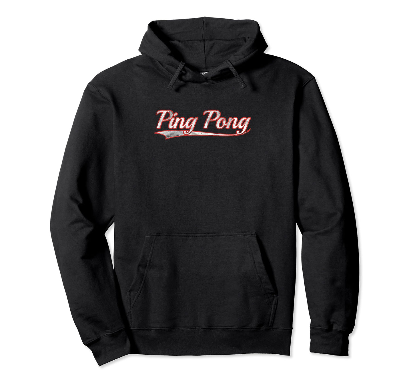 Ping Pong Varsity Distressed Throwback Hoodie - Novelty Apparel for Adults - T-Shirt, Sweatshirt, Hoodie