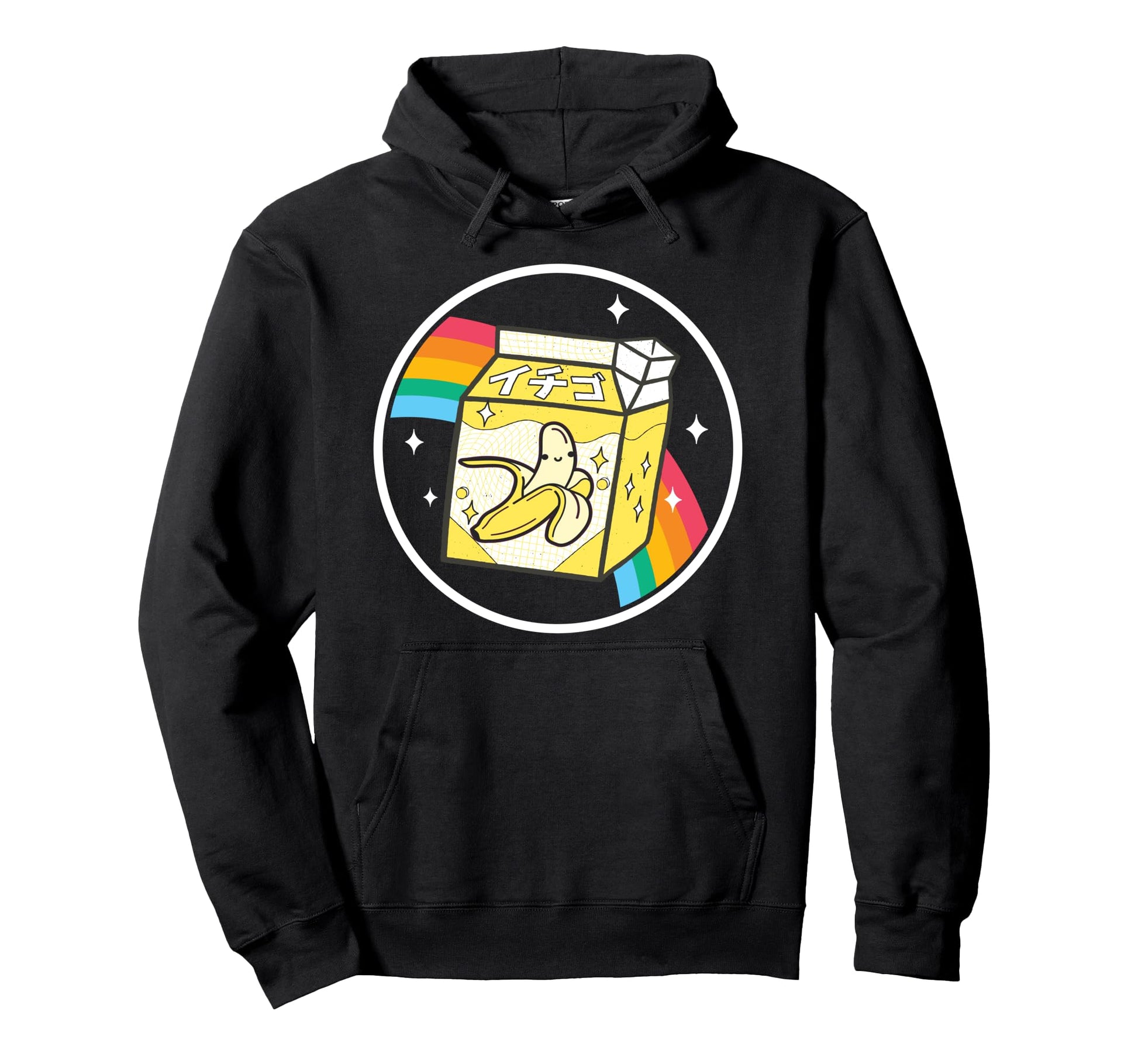 Banana Milk Carton Kawaii Rainbow Hoodie - Aesthetic Graphic Men Women - T-Shirt, Sweatshirt, Hoodie