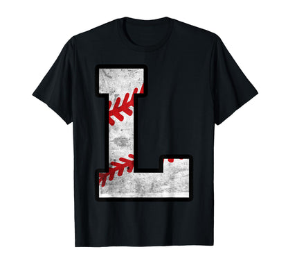 Distressed Baseball Letter L T-Shirt - Minimalist Print Men Women - T-Shirt, Sweatshirt, Hoodie