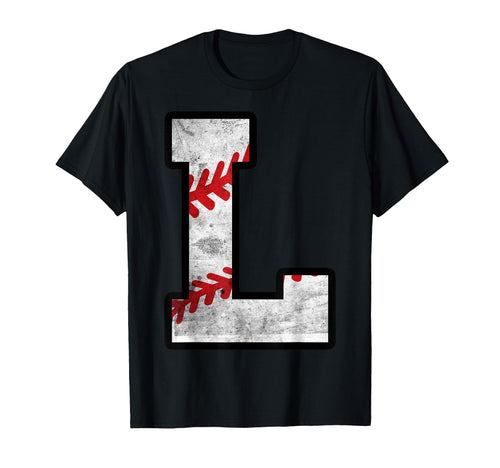 Distressed Baseball Letter L T-Shirt - Minimalist Print Men Women - T-Shirt, Sweatshirt, Hoodie