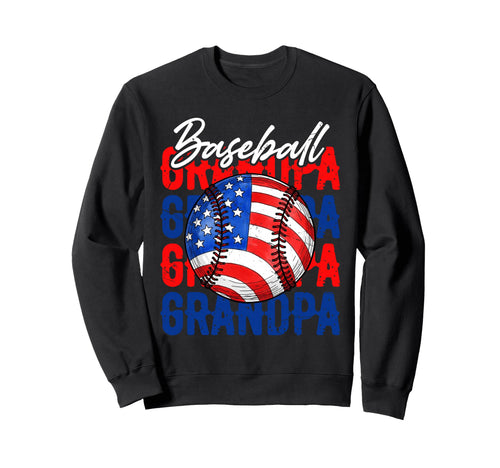 Grandpa Baseball Grandpa American Flag Sweatshirt - Trendy Graphic Unisex - T-Shirt, Sweatshirt, Hoodie