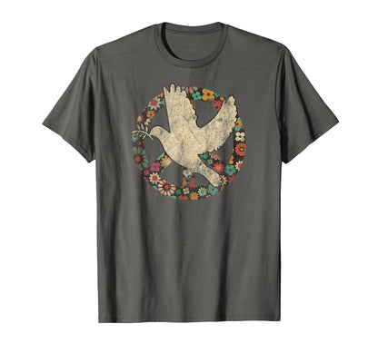 Dove Bird Distress Peace Sign Kindness T-Shirt - Graphic Print for Adults - T-Shirt, Sweatshirt, Hoodie
