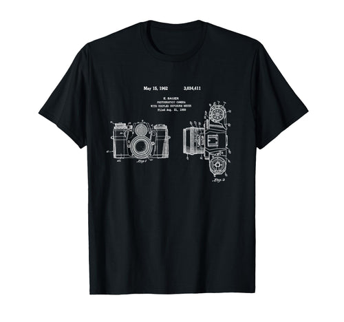 Camera Blueprint Patent Photography T-Shirt - Minimalist Print Men Women - T-Shirt, Sweatshirt, Hoodie