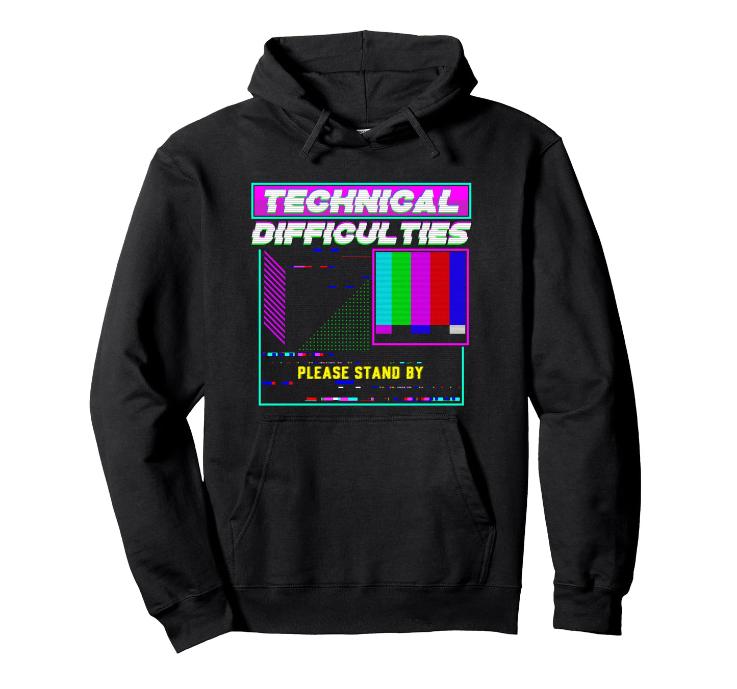 Technical Difficulties Glitch Tech Hoodie - Aesthetic Graphic for Adults - T-Shirt, Sweatshirt, Hoodie