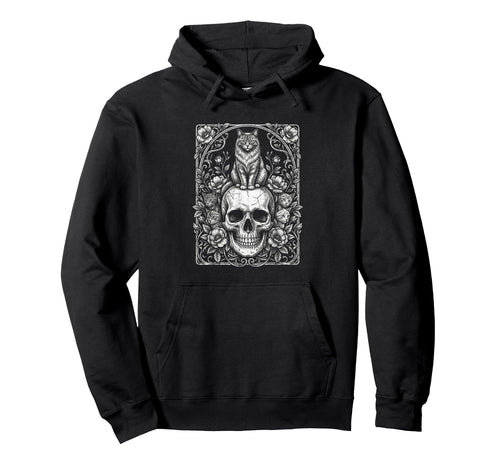 Skull Cat Skeleton Kitty Kitten Gothic Hoodie - Novelty Apparel for Adults - T-Shirt, Sweatshirt, Hoodie