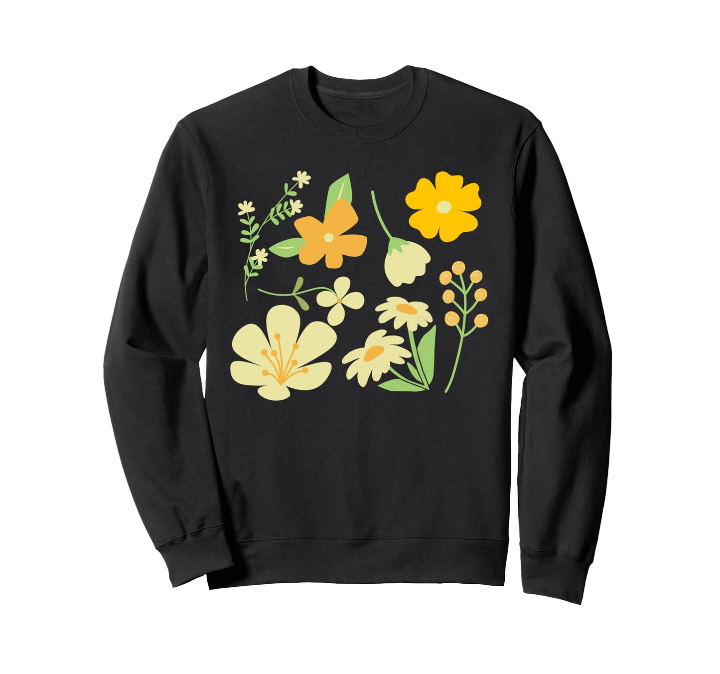 Boho Floral Warm Yellow Wildflower Vibes Sweatshirt - Graphic Print Unisex - T-Shirt, Sweatshirt, Hoodie