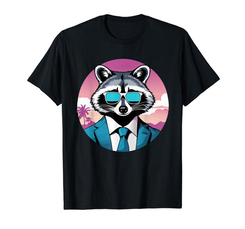 Funny Raccoon Wearing Suit Sunglasses T-Shirt - Unique Graphic for Adults - T-Shirt, Sweatshirt, Hoodie