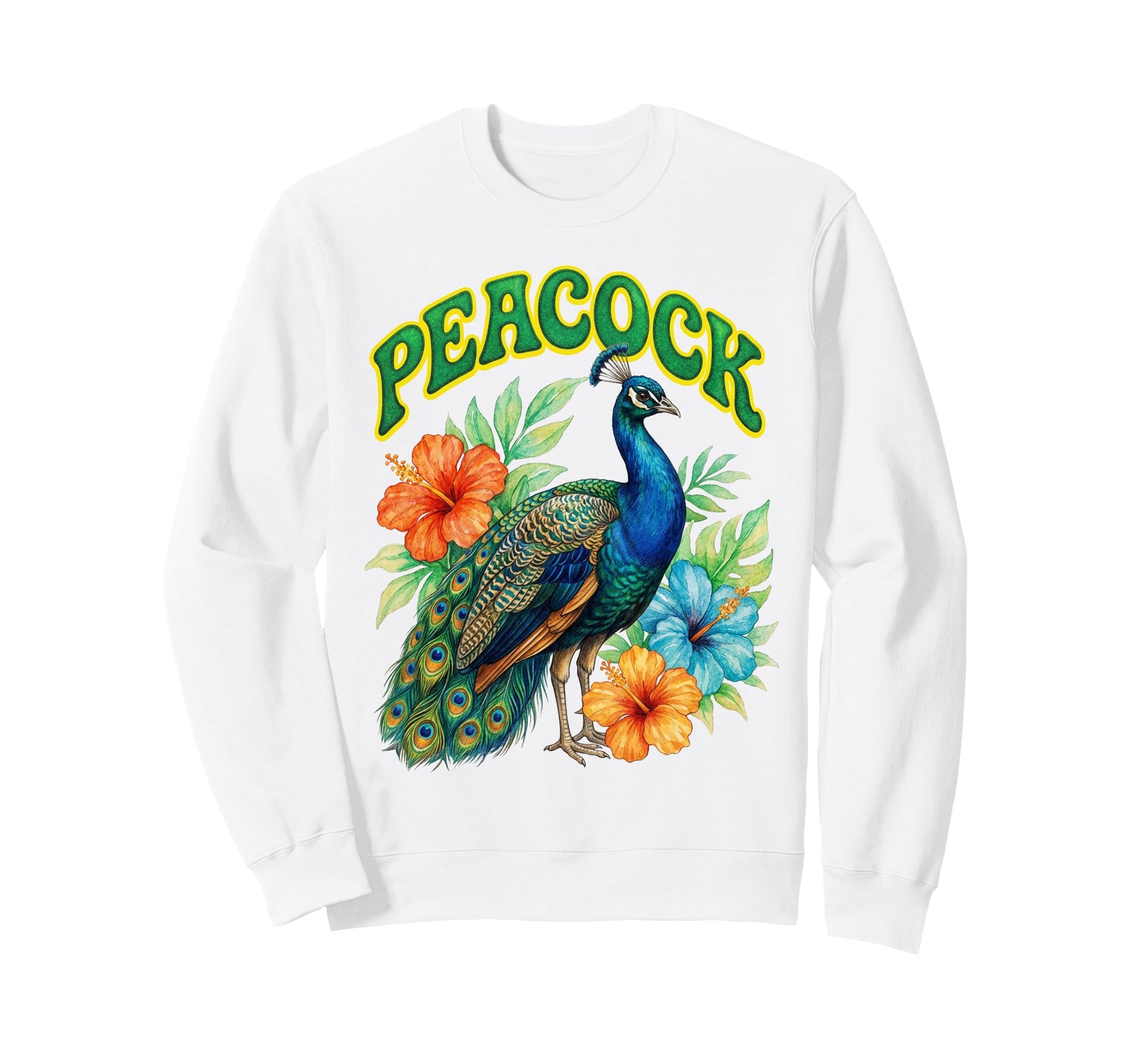 Peacock Groovy Floral Peacock Sweatshirt - Novelty Apparel Men Women - T-Shirt, Sweatshirt, Hoodie