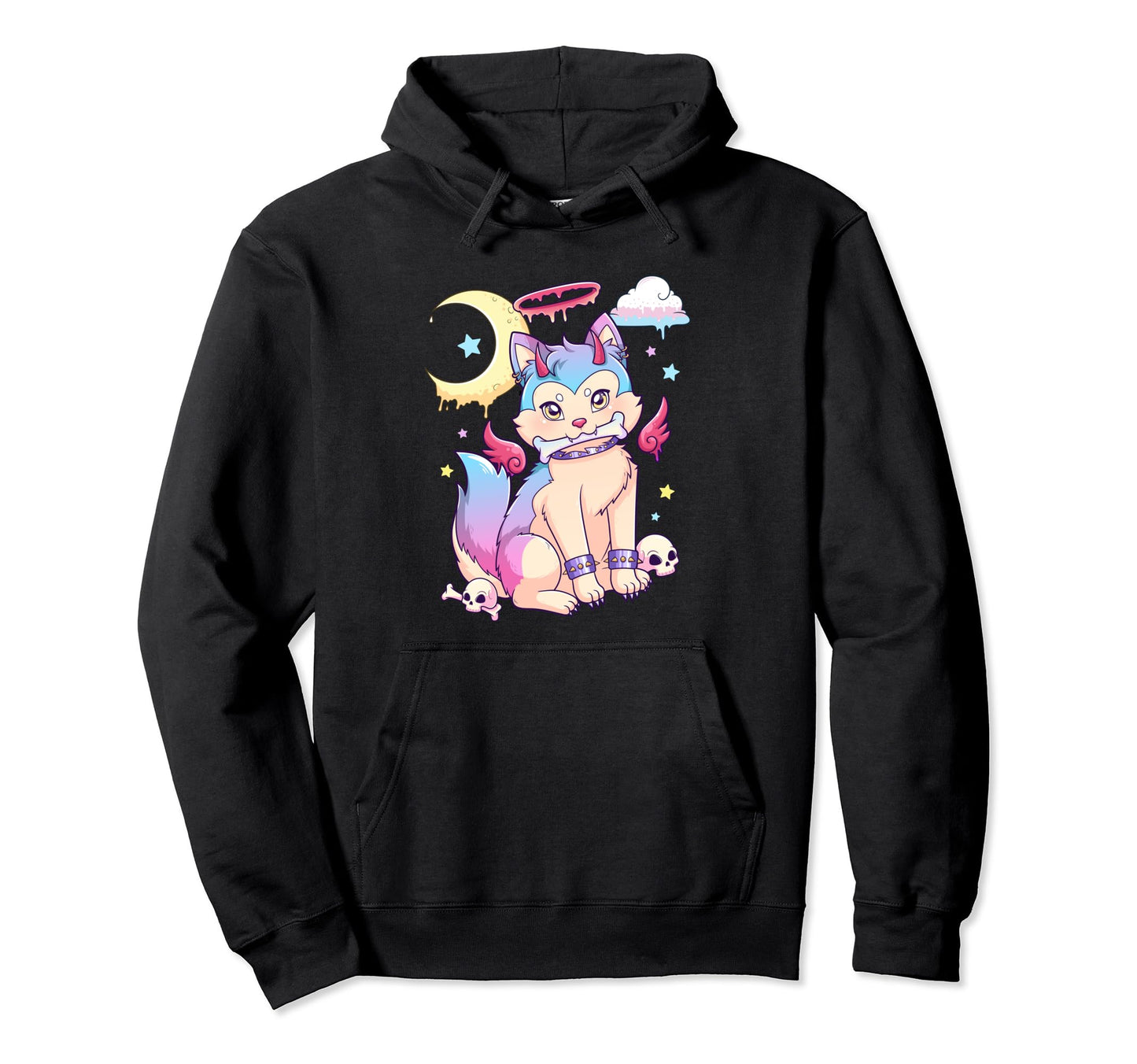 Kawaii Pastel Goth Creepy Cat Death Hoodie - Fun Novelty Design Men Women - T-Shirt, Sweatshirt, Hoodie