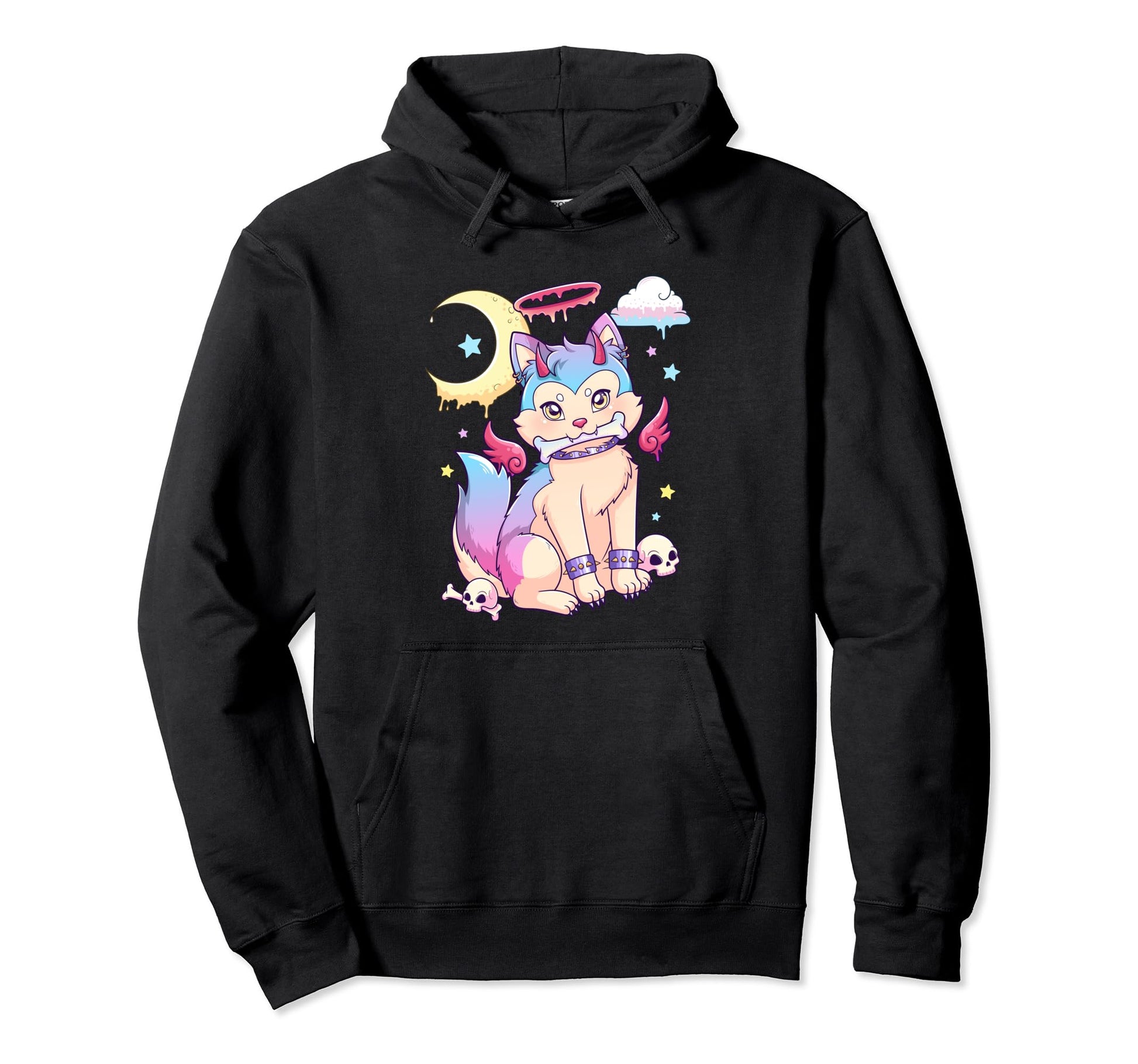 Kawaii Pastel Goth Creepy Cat Death Hoodie - Fun Novelty Design Men Women - T-Shirt, Sweatshirt, Hoodie