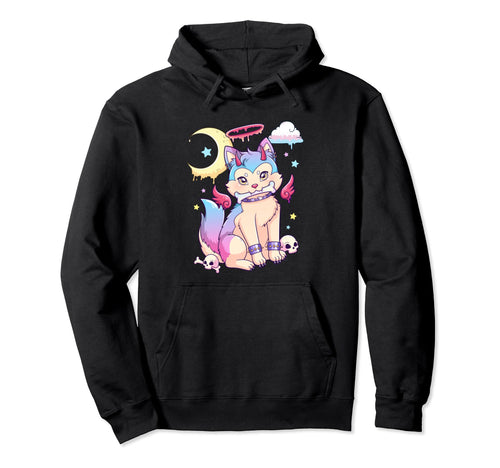 Kawaii Pastel Goth Creepy Cat Death Hoodie - Fun Novelty Design Men Women - T-Shirt, Sweatshirt, Hoodie