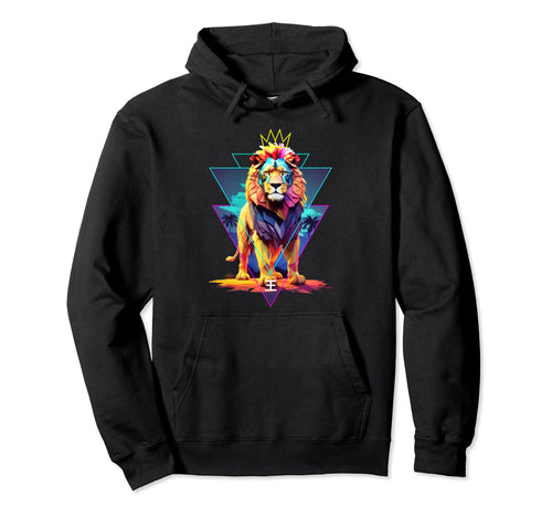 African Lion Vaporwave African Pride Hoodie - Unique Graphic for Adults - T-Shirt, Sweatshirt, Hoodie