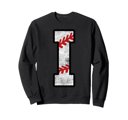 Distressed Baseball Letter I Sweatshirt - Streetwear Style for Adults - T-Shirt, Sweatshirt, Hoodie