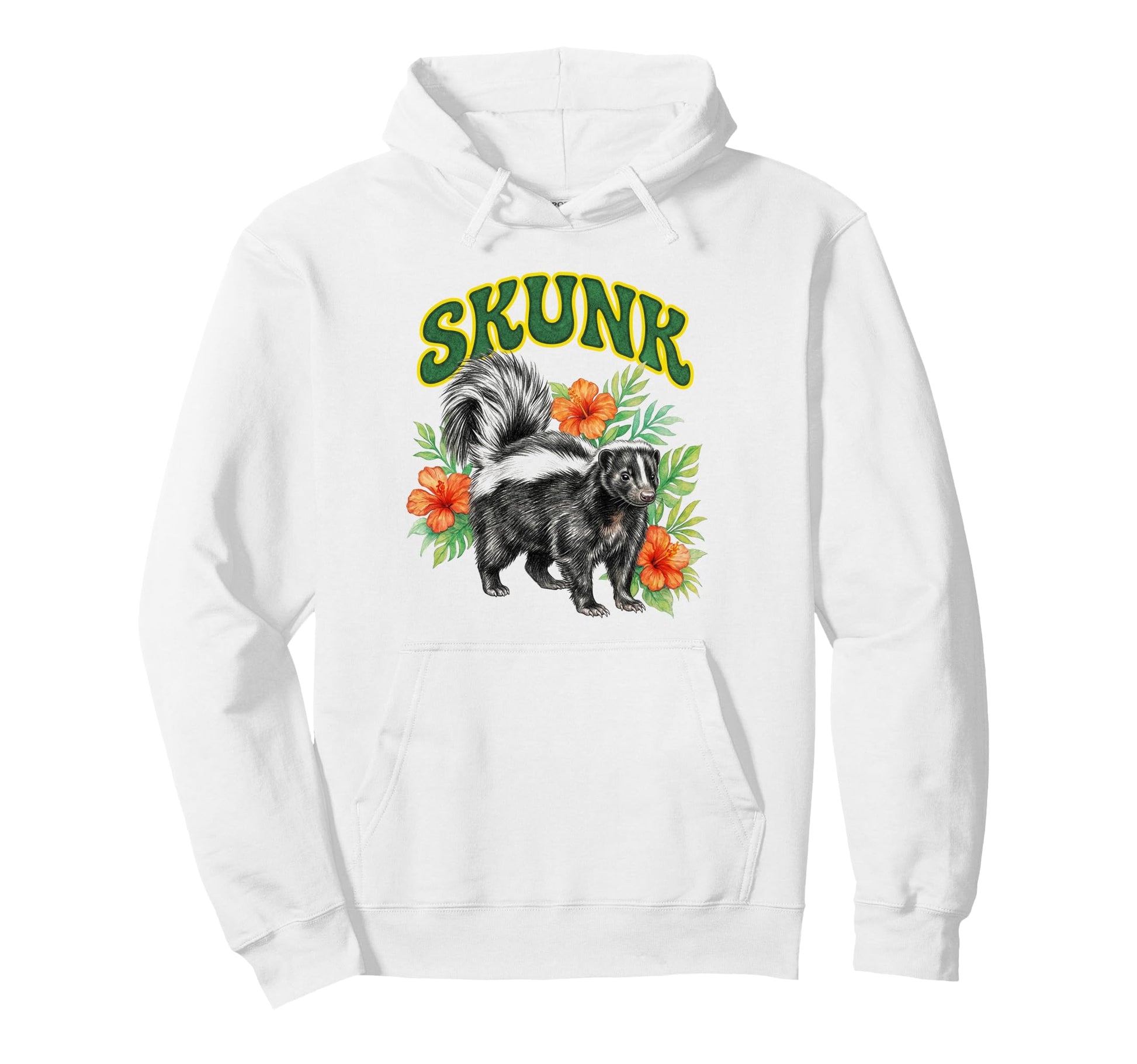 Skunk Groovy Floral Skunk Watercolor Boho Hoodie - Novelty Apparel Unisex - T-Shirt, Sweatshirt, Hoodie