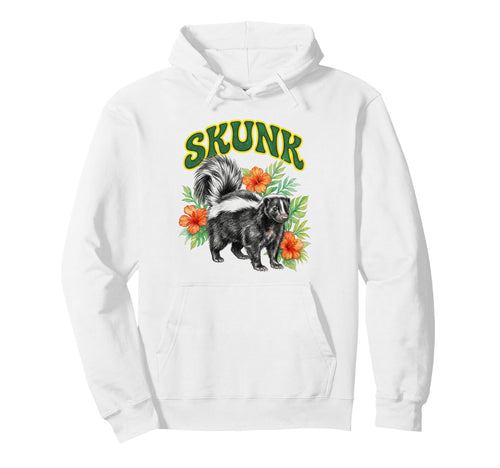 Skunk Groovy Floral Skunk Watercolor Boho Hoodie - Novelty Apparel Unisex - T-Shirt, Sweatshirt, Hoodie