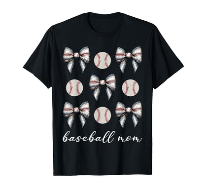 Coquette Bow Baseball Mom Baseball T-Shirt - Fun Novelty Design for Adults - T-Shirt, Sweatshirt, Hoodie