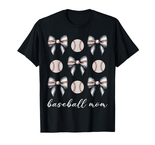 Coquette Bow Baseball Mom Baseball T-Shirt - Fun Novelty Design for Adults - T-Shirt, Sweatshirt, Hoodie
