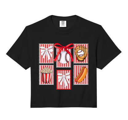 Baseball Stamps Coquette Bow Hoodie - Fun Novelty Design for Adults - T-Shirt, Sweatshirt, Hoodie
