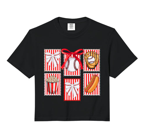 Baseball Stamps Coquette Bow Hoodie - Fun Novelty Design for Adults - T-Shirt, Sweatshirt, Hoodie
