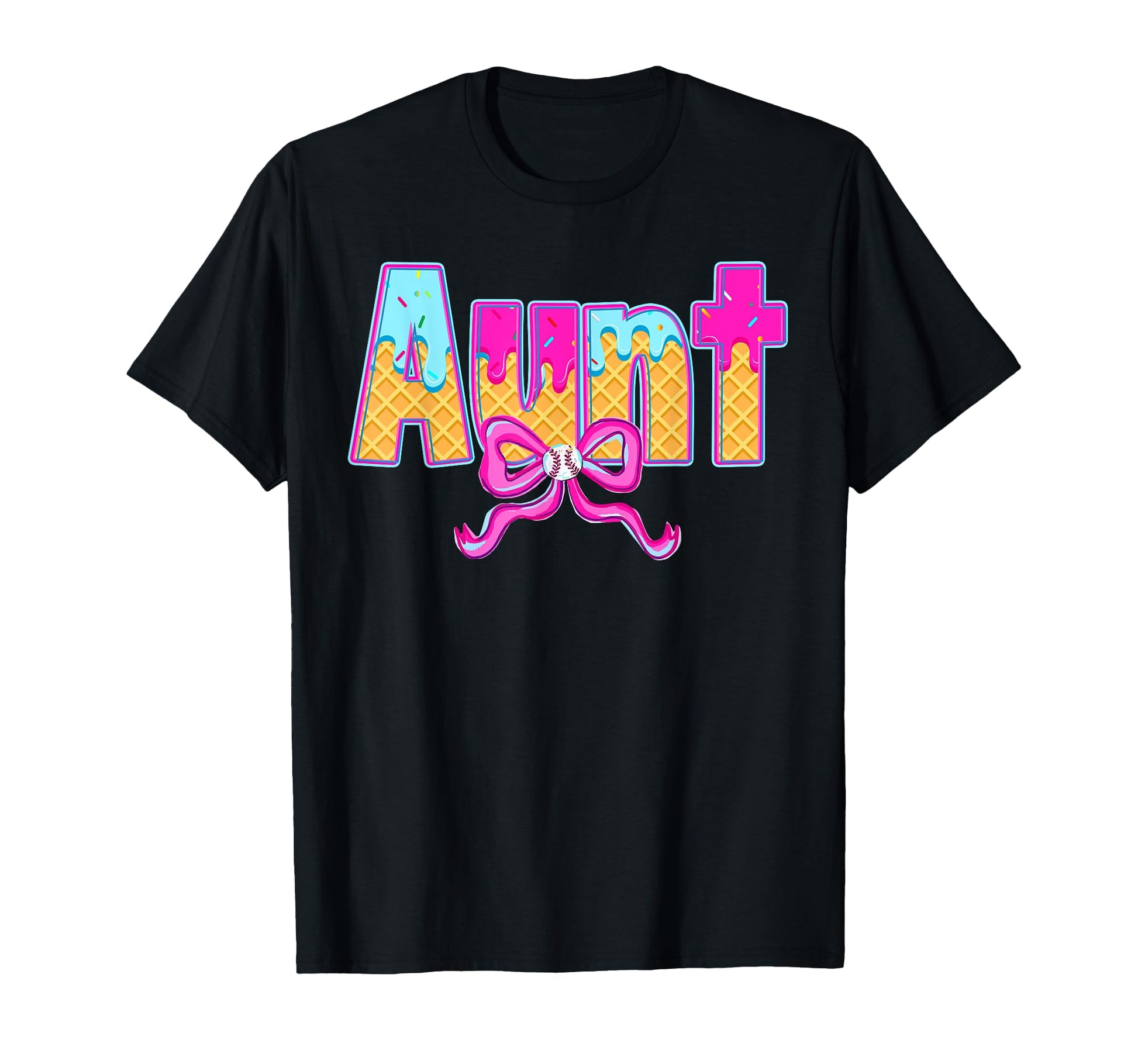 Aunt Baseball Coquette Bow Ice Cream T-Shirt - Unique Graphic for Adults - T-Shirt, Sweatshirt, Hoodie