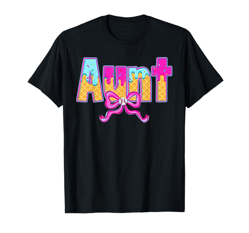 Aunt Baseball Coquette Bow Ice Cream T-Shirt - Unique Graphic for Adults - T-Shirt, Sweatshirt, Hoodie