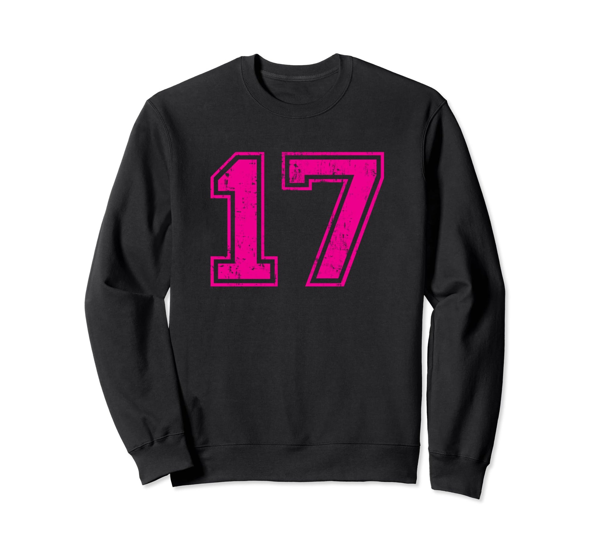 Number 17 Varsity Distressed Sport Sweatshirt - Aesthetic Graphic Unisex - T-Shirt, Sweatshirt, Hoodie