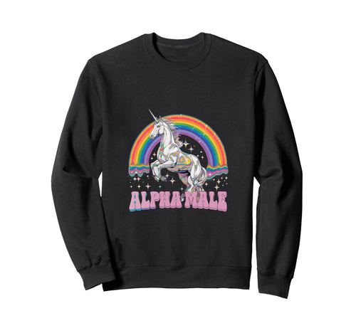 Alpha Male Rainbow Unicorn Groovy Sweatshirt - Graphic Print for Adults - T-Shirt, Sweatshirt, Hoodie