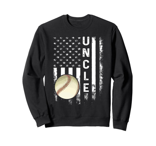 Baseball Uncle America Flag Sweatshirt - Fun Novelty Design for Adults - T-Shirt, Sweatshirt, Hoodie