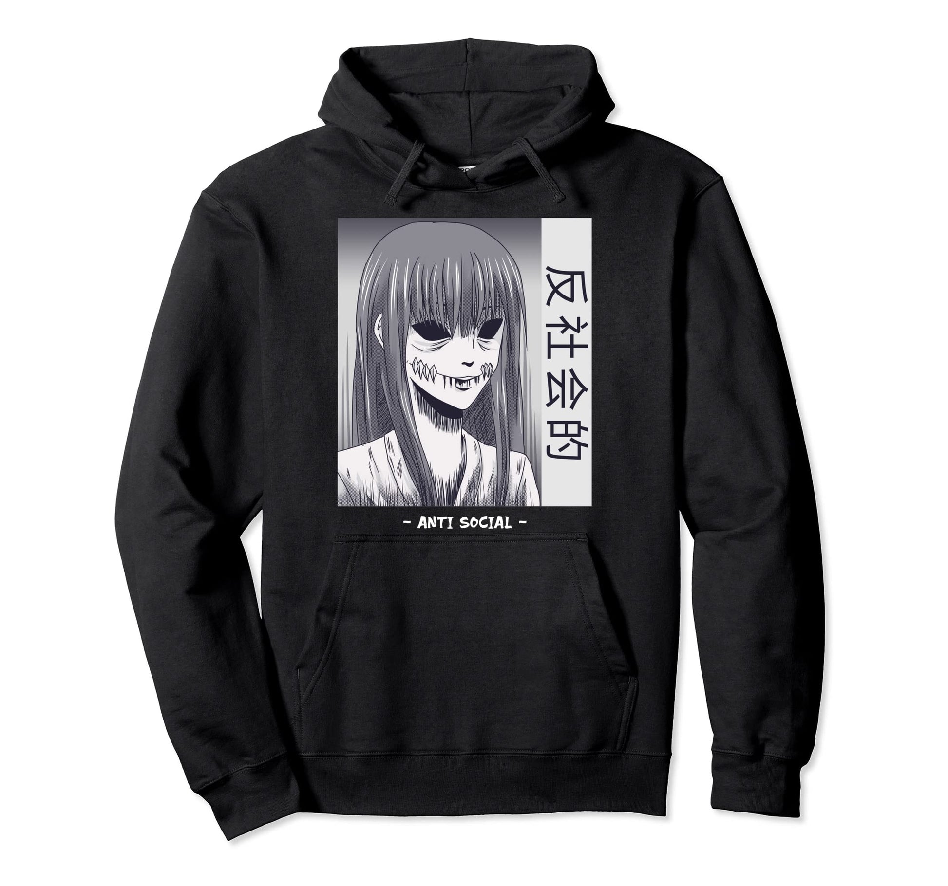 Anti Social Japanese Text Aesthetic Hoodie - Aesthetic Graphic for Adults - T-Shirt, Sweatshirt, Hoodie