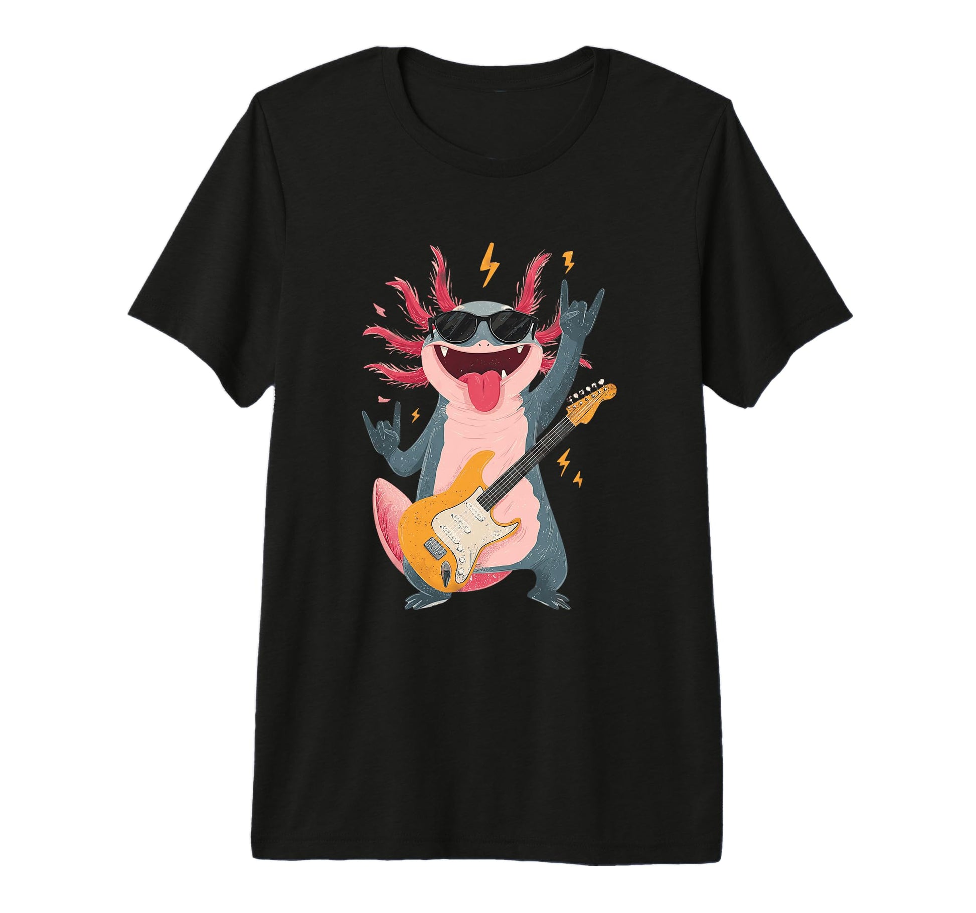 Axolotl Rock Music Funny Animal Guitarist T-Shirt - Unique Graphic Unisex - T-Shirt, Sweatshirt, Hoodie