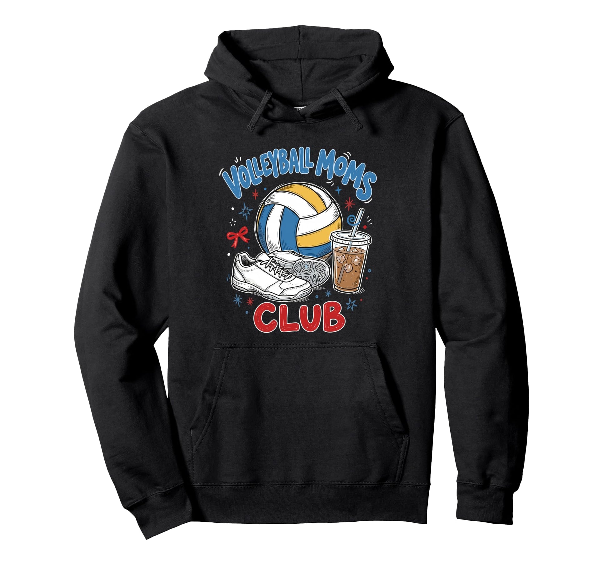 Volleyball Moms Club Iced Coffee Hoodie - Minimalist Print Men Women - T-Shirt, Sweatshirt, Hoodie