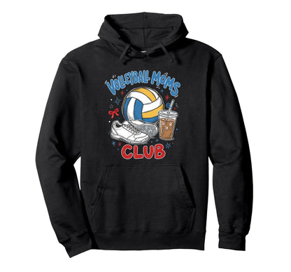 Volleyball Moms Club Iced Coffee Hoodie - Minimalist Print Men Women - T-Shirt, Sweatshirt, Hoodie