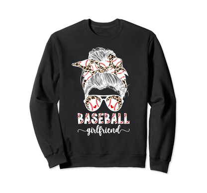 Baseball Girlfriend Messy Bun Baseball Sweatshirt - Trendy Graphic Unisex - T-Shirt, Sweatshirt, Hoodie