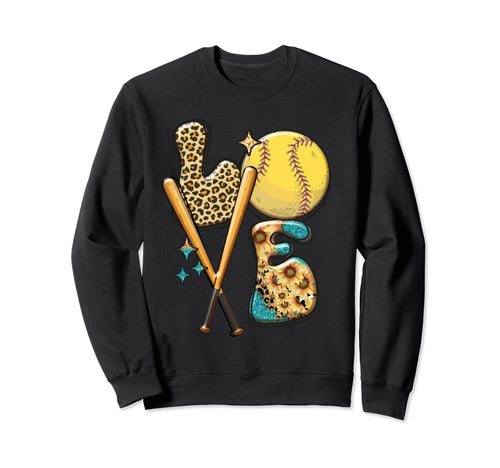 Softball Love Baller Leopard Sweatshirt - Aesthetic Graphic Unisex - T-Shirt, Sweatshirt, Hoodie