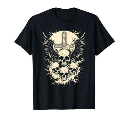 Gothic Skull Cross Art Wings Grunge Punk T-Shirt - Custom Art Print Unisex - T-Shirt, Sweatshirt, Hoodie
