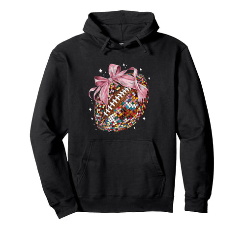 Bow Coquette Football Disco Ball Game Hoodie - Aesthetic Graphic Unisex - T-Shirt, Sweatshirt, Hoodie