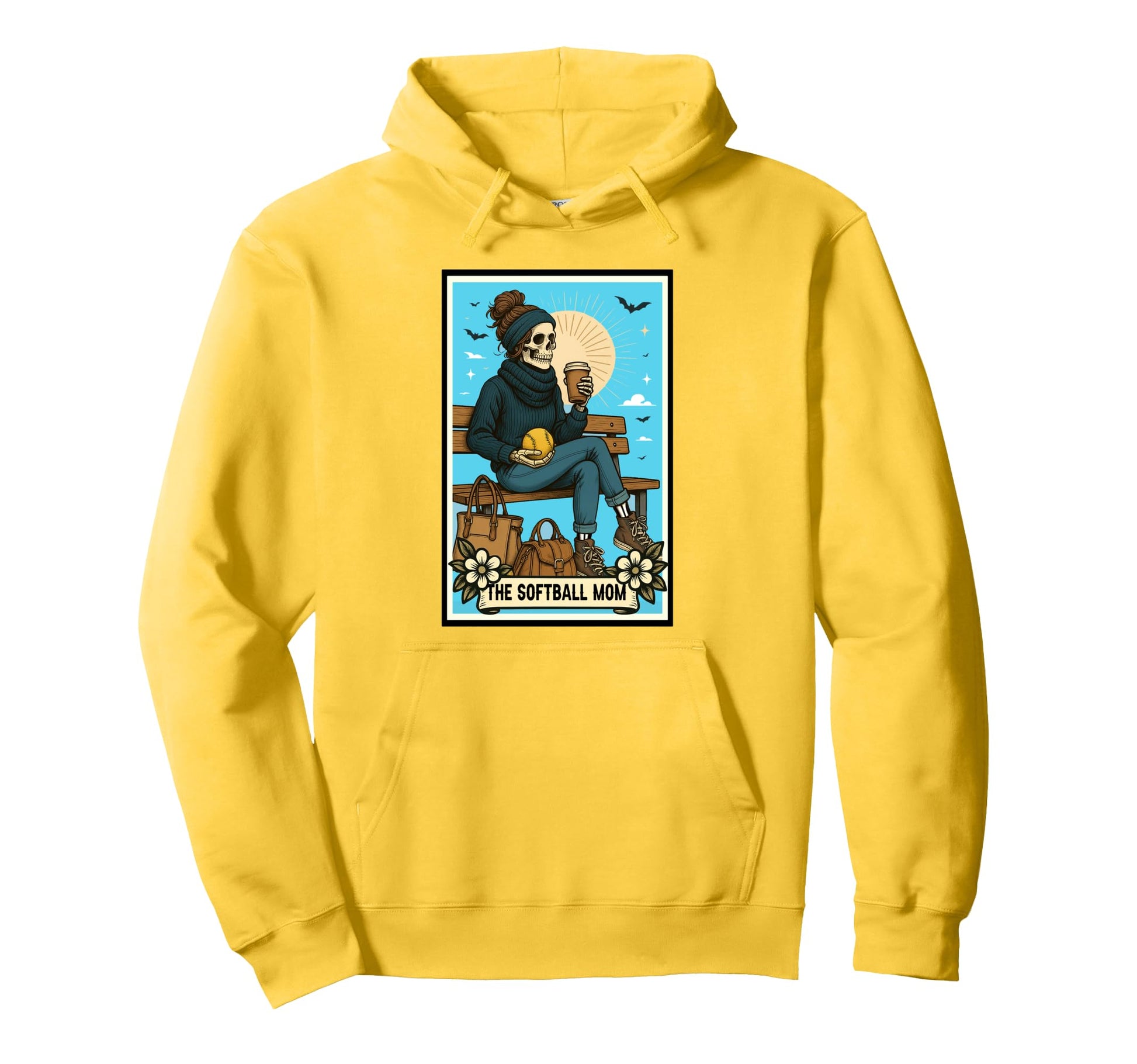 Softball Mama Game Day Skeleton Hoodie - Fun Novelty Design for Adults - T-Shirt, Sweatshirt, Hoodie