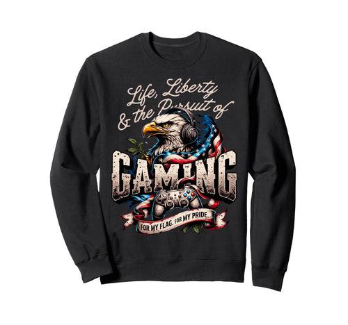 Funny Patriotic Usa Gamer Proud Sweatshirt - Fun Novelty Design for Adults - T-Shirt, Sweatshirt, Hoodie