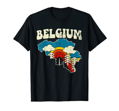 Belgium Country State Rainbow Hippie T-Shirt - Unique Graphic for Adults - T-Shirt, Sweatshirt, Hoodie