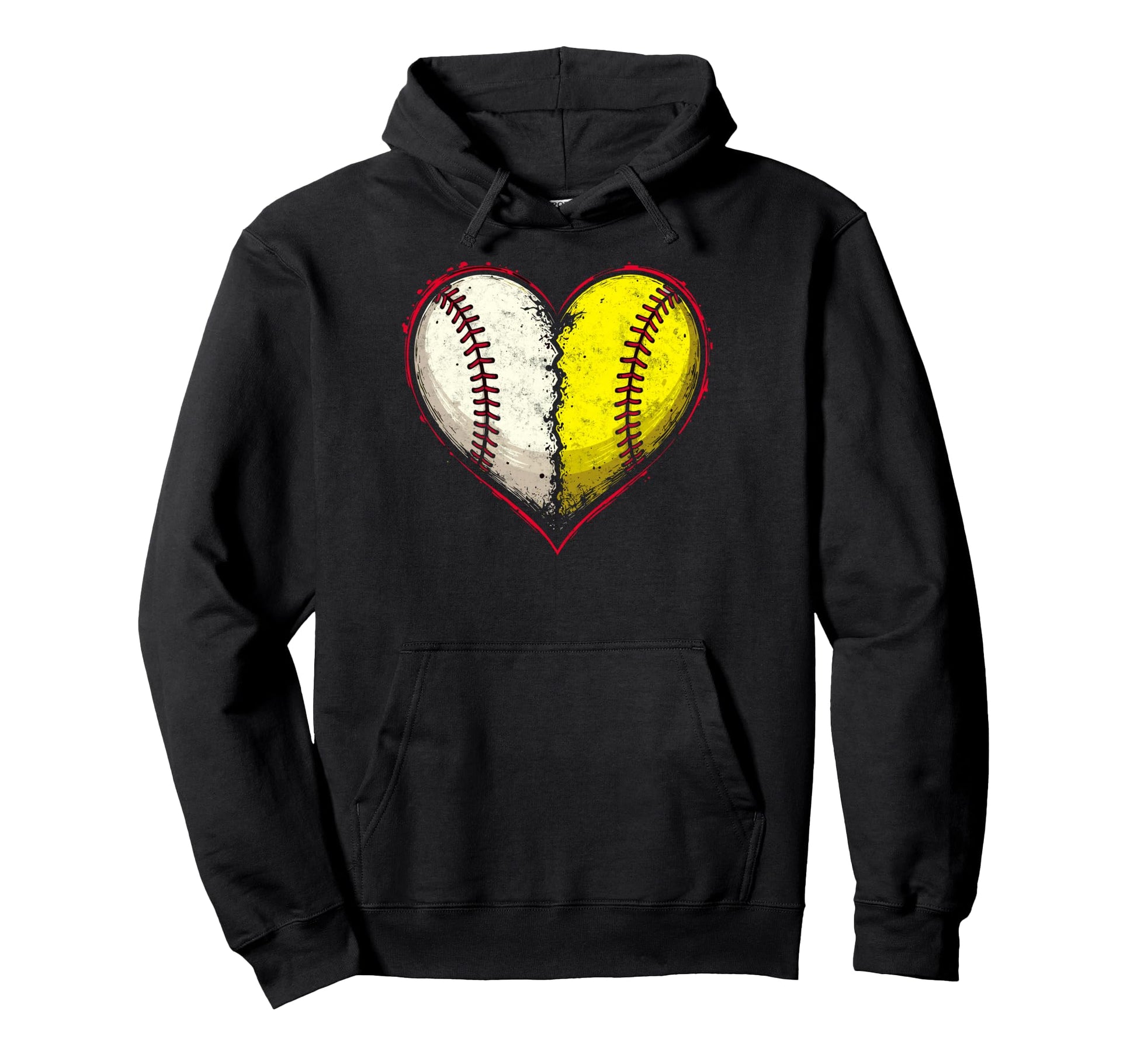 Softball Baseball Ball Heart Player Hoodie - Novelty Apparel for Adults - T-Shirt, Sweatshirt, Hoodie