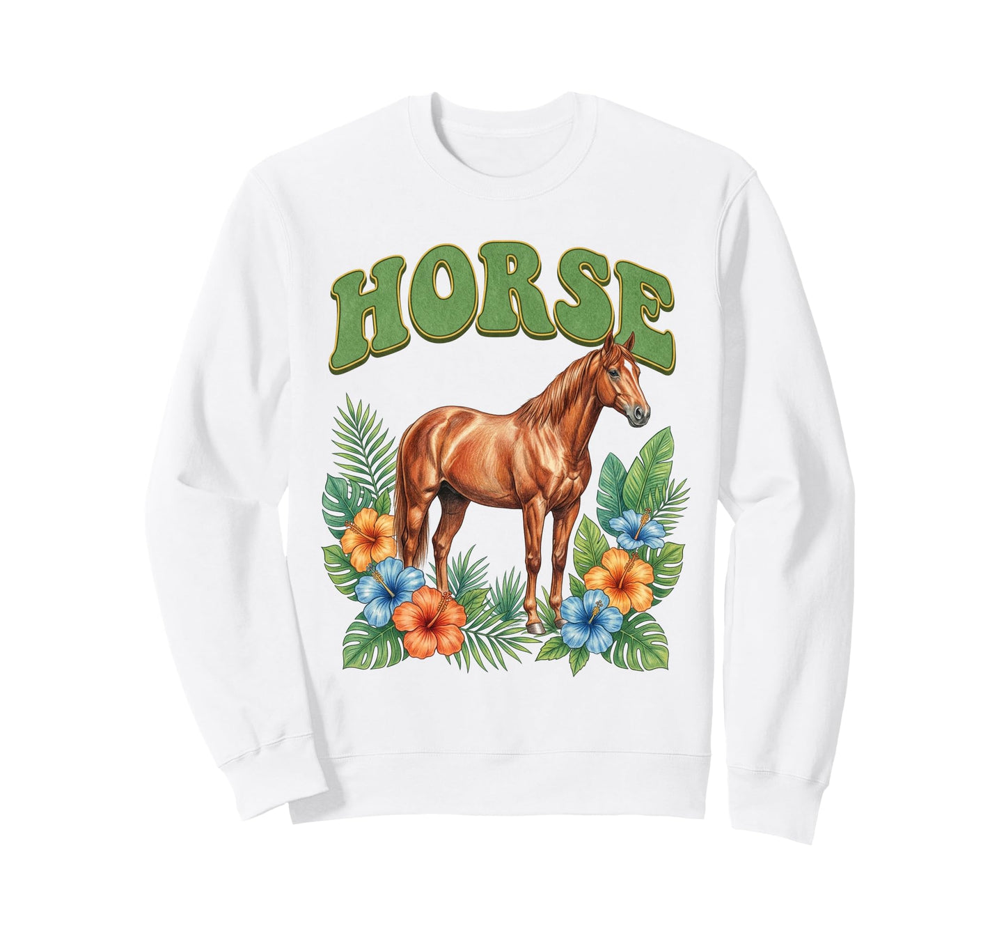 Horse Groovy Floral Horse Sweatshirt - Minimalist Print for Adults - T-Shirt, Sweatshirt, Hoodie