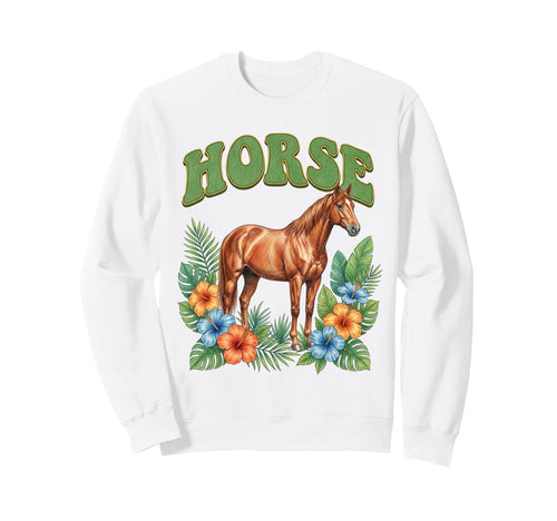 Horse Groovy Floral Horse Sweatshirt - Minimalist Print for Adults - T-Shirt, Sweatshirt, Hoodie