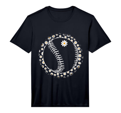 Baseball Daisy Flower Baseball T-Shirt - Fun Novelty Design Men Women - T-Shirt, Sweatshirt, Hoodie