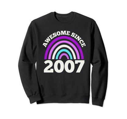 Awesome Since 2007 Purple Sweatshirt - Fun Novelty Design for Adults - T-Shirt, Sweatshirt, Hoodie