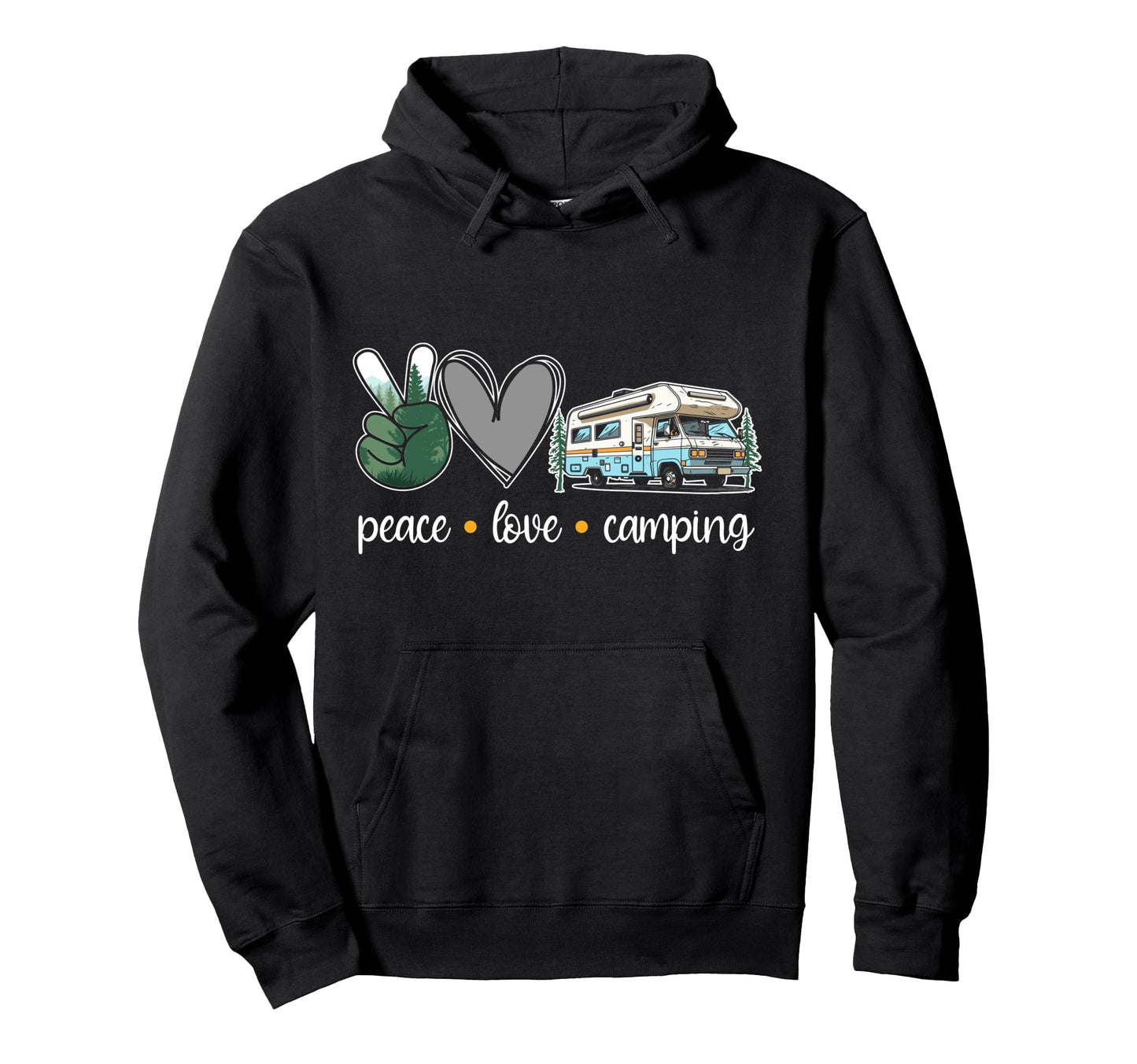 Motorhome Camping Peace Love Camping Hoodie - Minimalist Print for Adults - T-Shirt, Sweatshirt, Hoodie