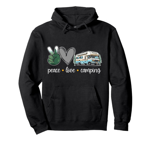 Motorhome Camping Peace Love Camping Hoodie - Minimalist Print for Adults - T-Shirt, Sweatshirt, Hoodie