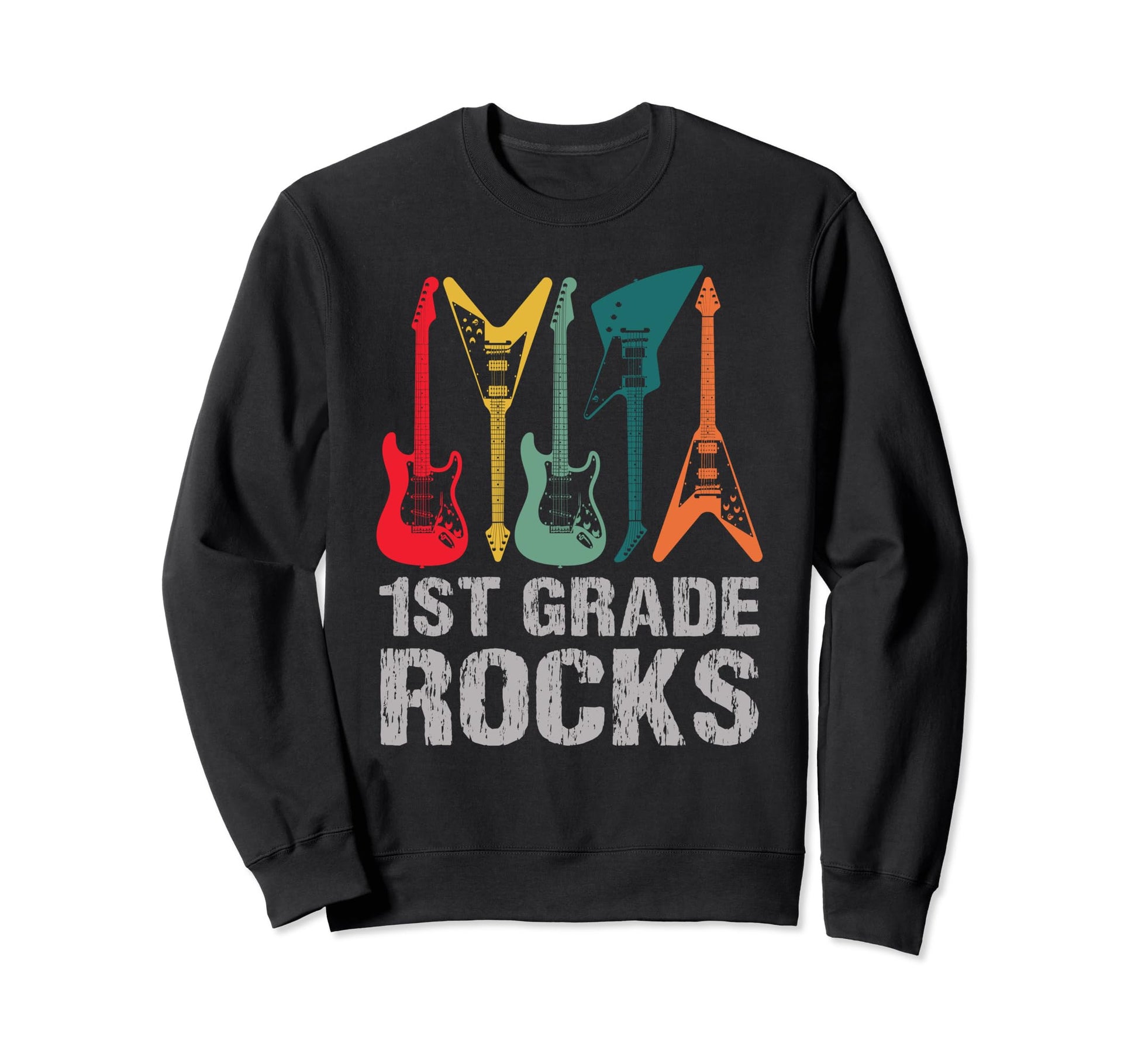 First Grade Rocks Teacher Rockstar Sweatshirt - Custom Art Print Men Women - T-Shirt, Sweatshirt, Hoodie