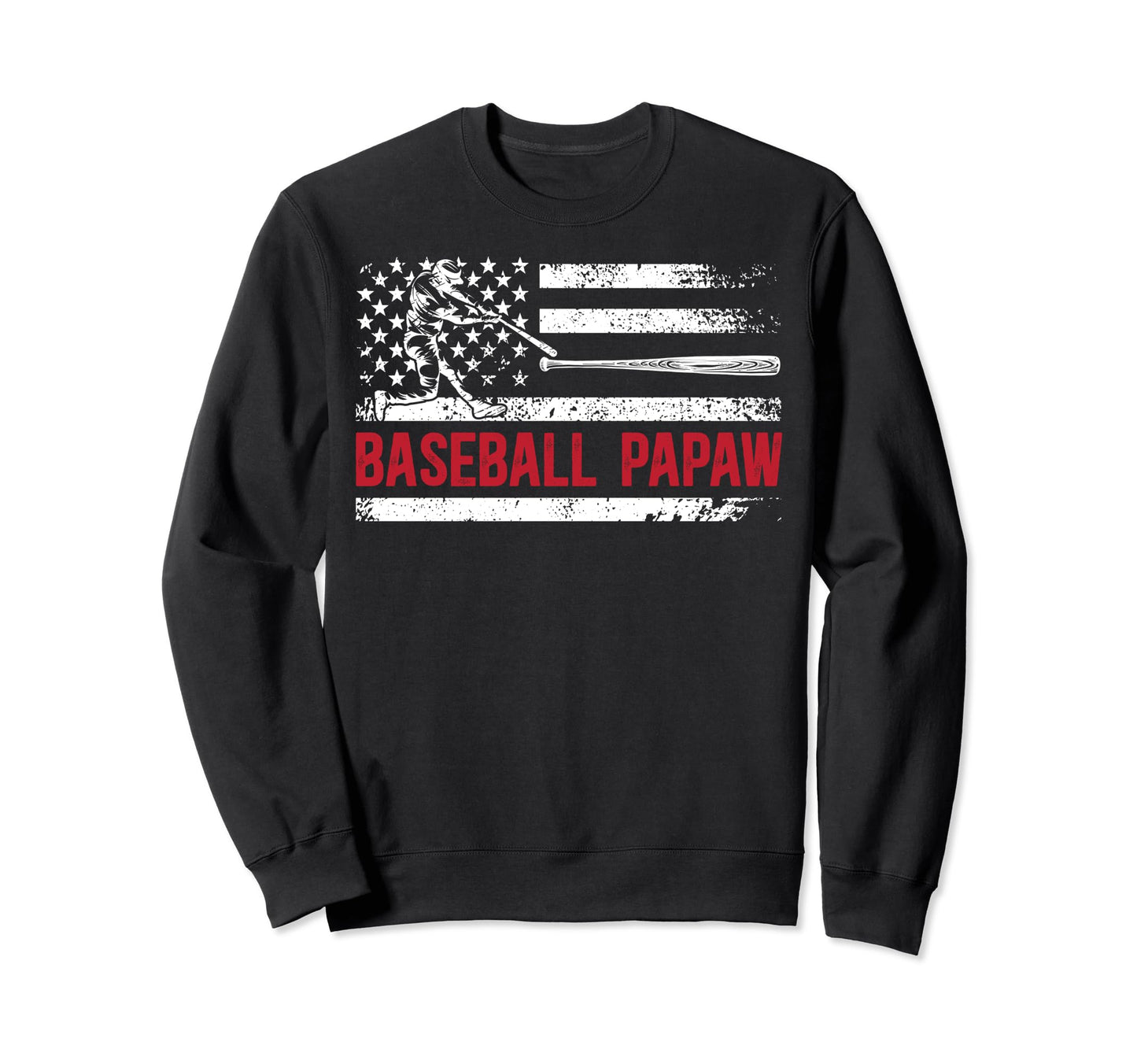 Baseball Papaw Us Flag Papaw Sweatshirt - Minimalist Print Men Women - T-Shirt, Sweatshirt, Hoodie