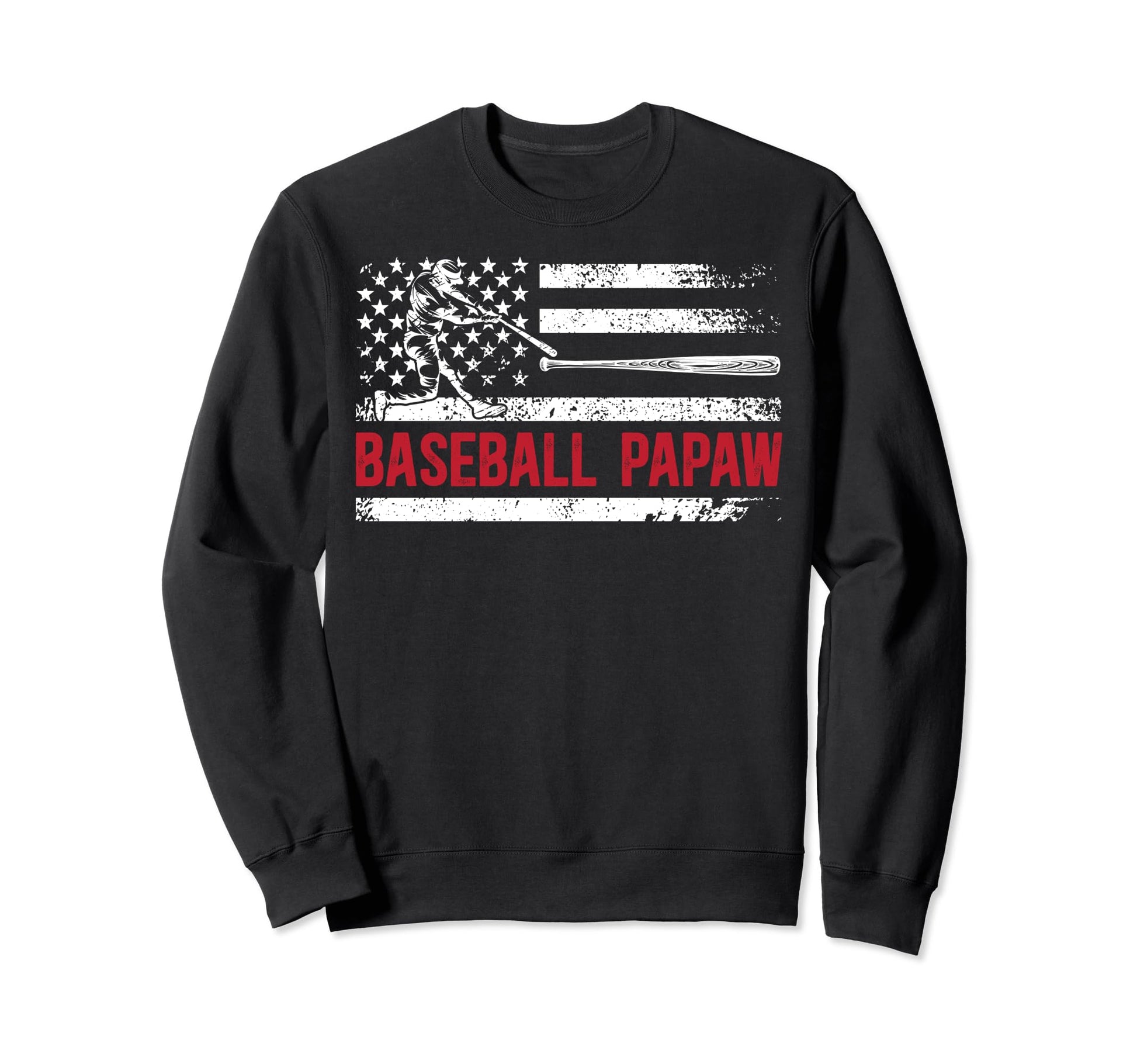 Baseball Papaw Us Flag Papaw Sweatshirt - Minimalist Print Men Women - T-Shirt, Sweatshirt, Hoodie